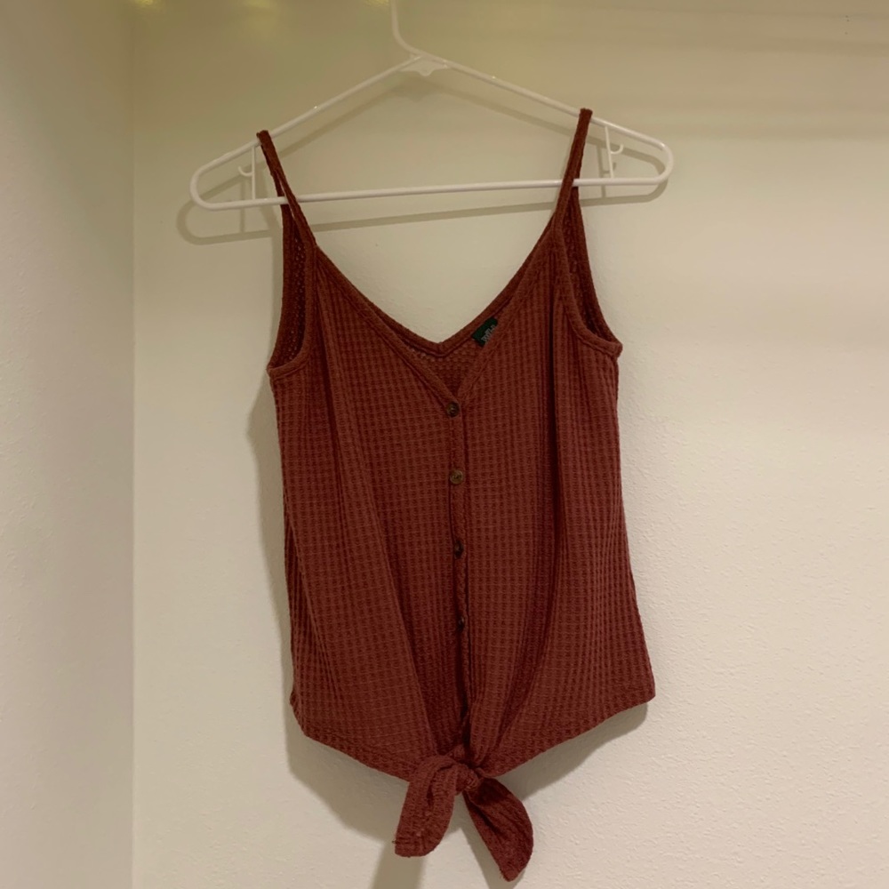 mauve waffle knit tank